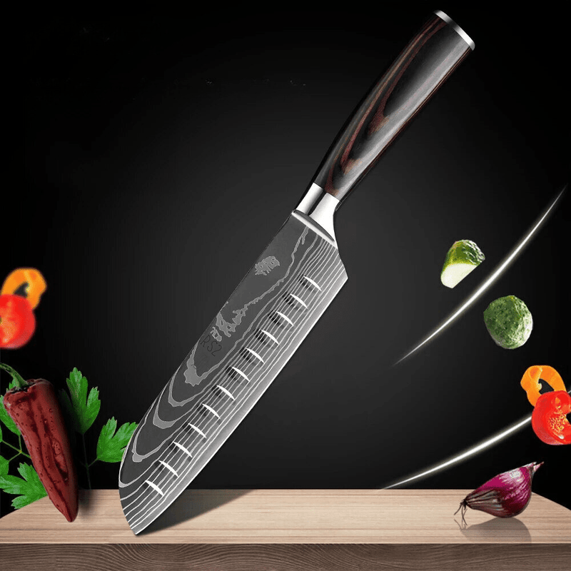 Katana Sharp Japanese Knives Katana Knives Ah Fork! Santoku Knife 7in 
